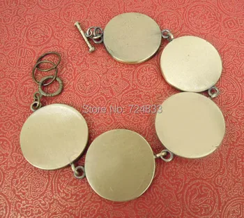 

27mm Bracelet Base Settings Big Heavy Round Circle Bezel Trays Toggle Clasps Cameo Bangle Findings Antique Bronze Brushed Bulk