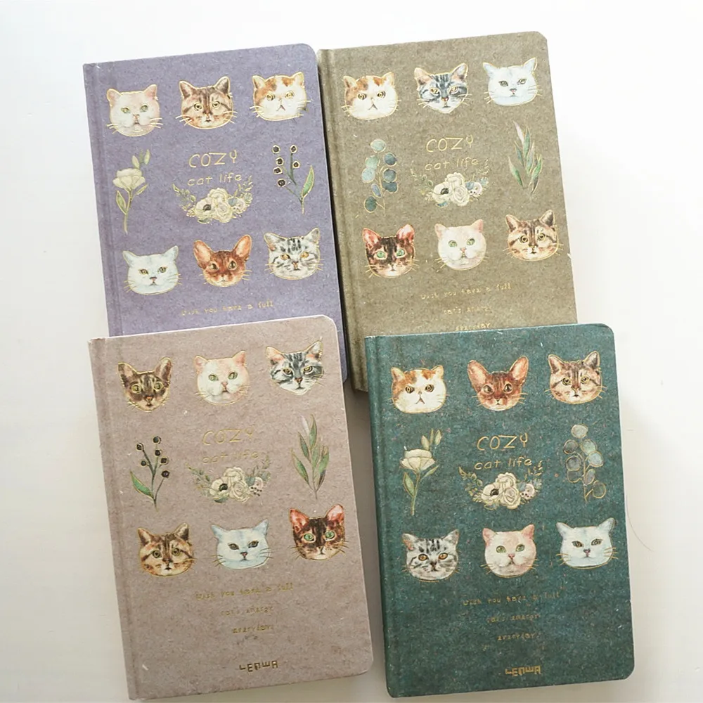 

Cozy Cat" Hard Cover Diary Beautiful Notebook Journal Cute Notepad Free Note Stationery Girls Gift