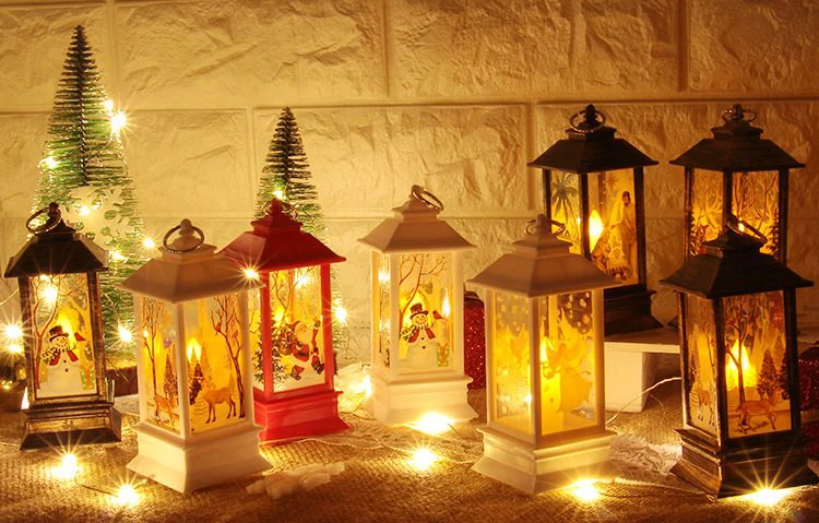 Christmas Elk Snowman Santa Claus Mini LED Night Light Hanging Candle Lantern Table Lamp 6