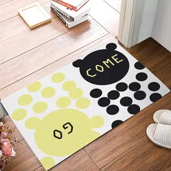 

Yellow And Brown Dot Symmetry Go Come Greetings Door Mats Kitchen Floor Bath Entrance Rug Mat Absorbent Indoor Bathroom Decor