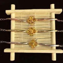 Браслет из натуральных кристаллов, серебро 925 пробы, натуральный желтый драгоценный камень, цветы, браслет, модные ювелирные украшения для женщин, вечерние