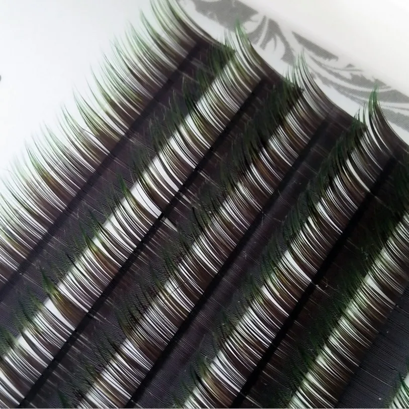 Накладные ресницы C/D curl 0,07, 0,1 мм, 8-13 мм, градиентные ресницы зеленого цвета, индивидуальные цветные ресницы, накладные ресницы из искусственного объема