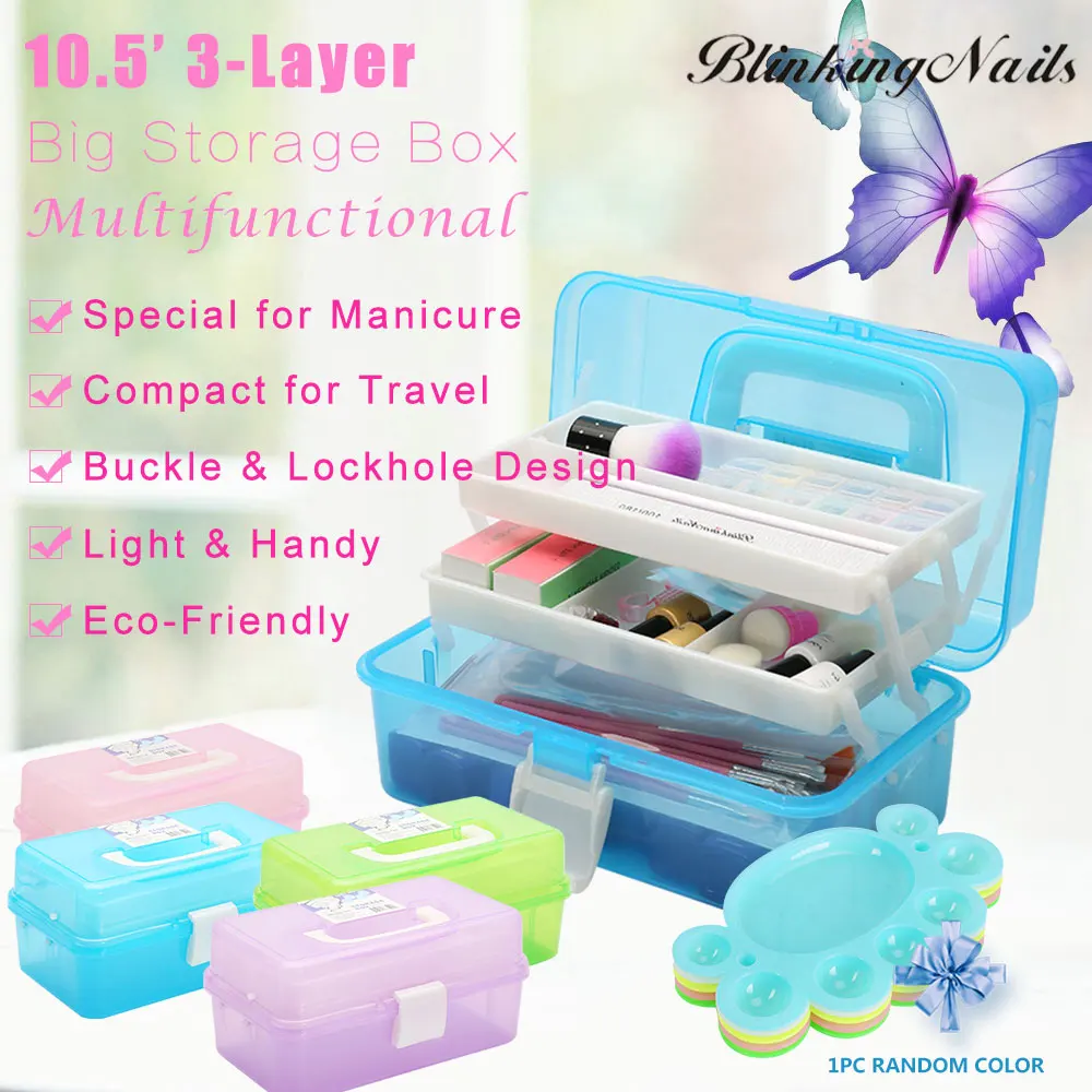 10.5' Nail Tools Storage Box Organize Tool Box Container for Nail Art