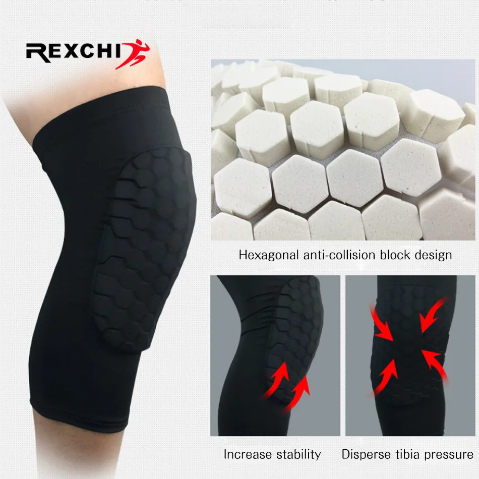 REXCHI 1 قطعة العسل منصات الركبة كرة السلة الرياضة نيباد الكرة الطائرة الركبة حامي هدفين دعم كرة القدم ضغط أكمام الساقين