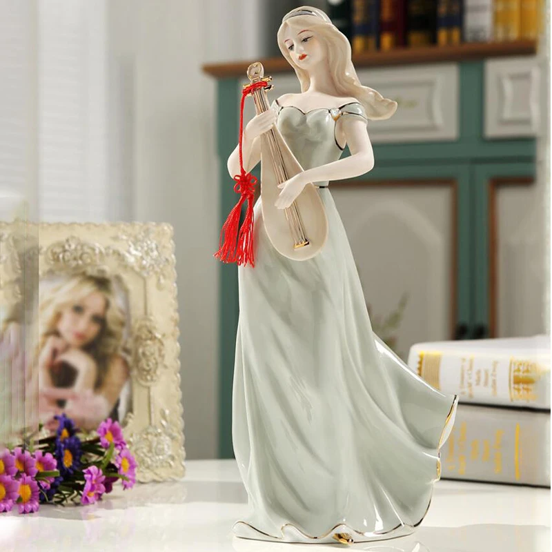 

European Western Beauty Characters Ceramic Crafts Home Decoration TV Cabinet Ornament Creative Figurines Miniature Wedding Gift