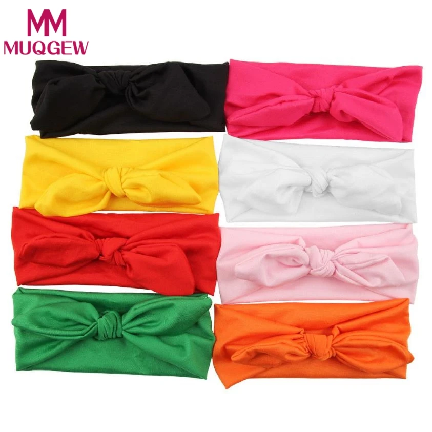 

Sweet Baby Girls Toddler Bow Headbands Kids Girls Rabbit Bow Ear Headwear Turban Knot Head Wraps Rabbit Hair Bands 8pcs/pack