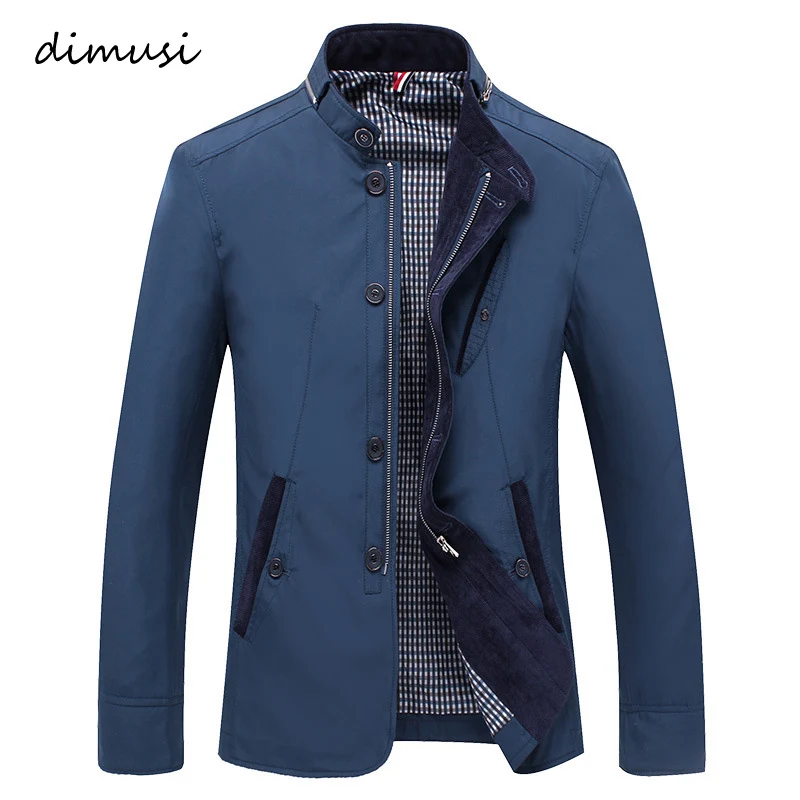 

DIMUSI New Autumn Bomber Men's Jacket Male Overcoat Casual Solid Jacket Slim Fit Stand Collar Zipper Men Trench Coat 4XL,TA008