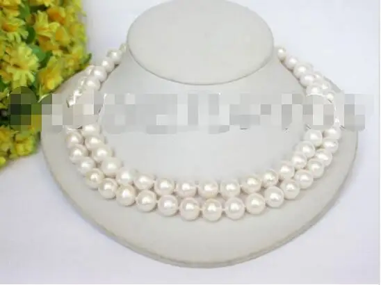 

Free Shipping >>>>Genuine 2rows 11mm white FW pearls necklace E500 cunj