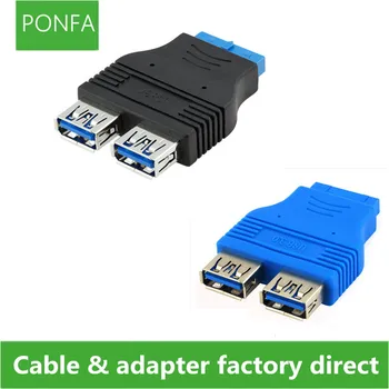 

2 Ports USB 3.0 Female to USB3.0 Motherboard Female 20 Pin Header Connector Extension Adapter