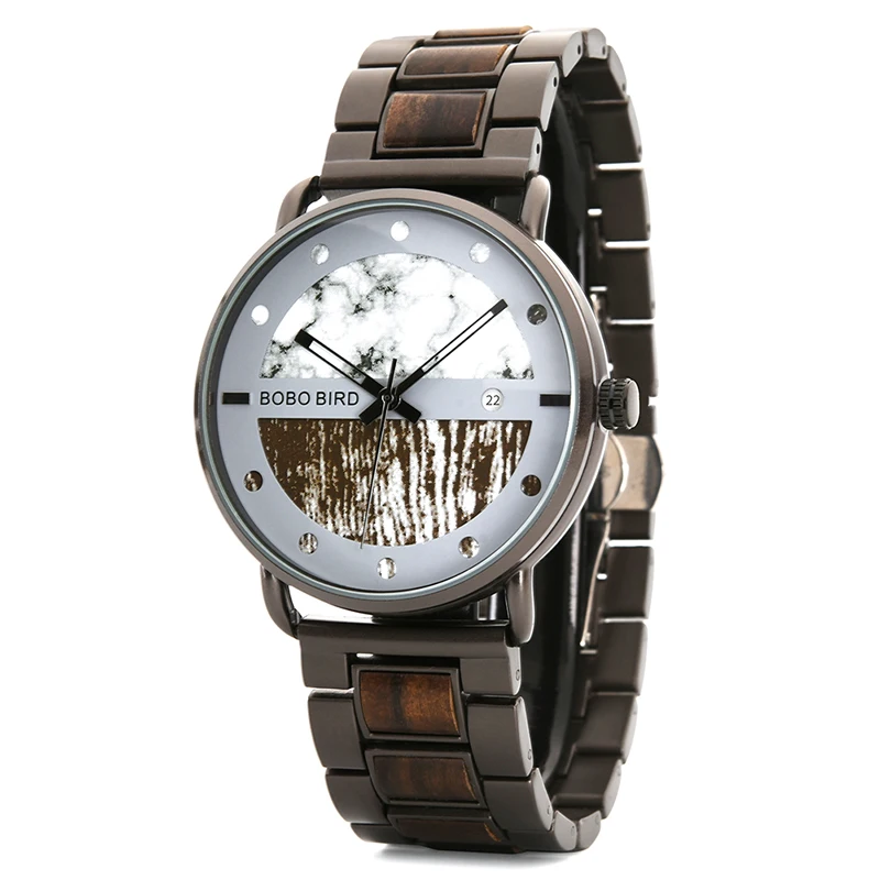 Бобо птица хронограф мужские часы Деревянный бренд Роскошные Металлические Часы montre дизайн homme