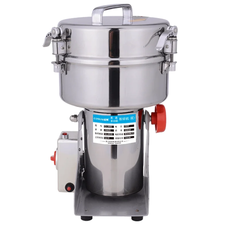 

2000g Stainless Steel Swing Grinder Powder Machine Superfine Full Copper Motor Grains High Power High Capacity Timing