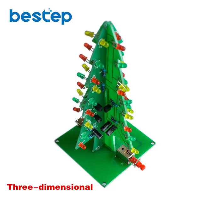 Three Dimensional 3D Christmas Tree LED DIY Kit Red/Green/Yellow RGB