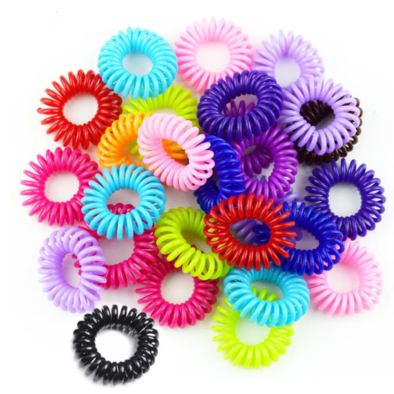 

10PCS Multicolor Elastic Hair Bands Spiral Shape Ponytail Hair Ties Gum Rubber Band Hair Rope Telephone Wire Hair Accessories