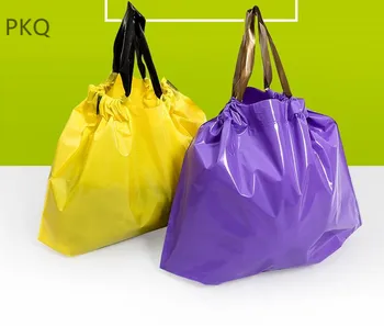 

50PCS Large Plastic Gift Bag with Handles Plastic Gift Clothing Packaging Shopping Bag with Drawstring Printed logo(MOQ 300pcs)