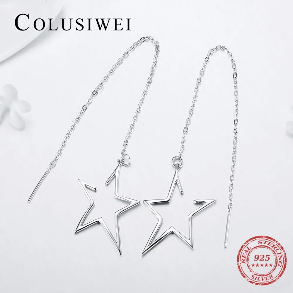 

COLUSIWEI New Arrival Authentic 925 Sterling Silver Irregular Star Drop Earrings for Women Hyperbole Fine Tassel Jewelry Bijoux