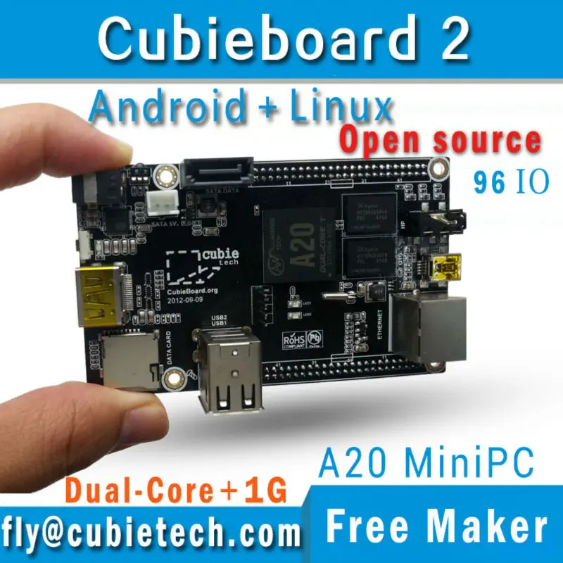 Cubieboard2 A20 Dual Core ARM MiniPC Cortex-A7 1GB DDR3 with linux/android/More powerful pcduino/Raspberry pi/Smartfly team