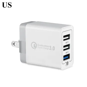 Usb高速充電アダプタQC3.0 3 usbポートeu米国のプラグインユニバーサルトラベルアダプターiphoneサムスンのスマートフォン急速充電
