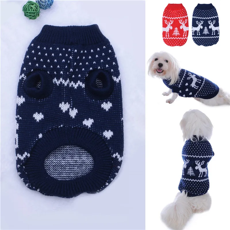 Милый свитер для собак с принтом лося, зимний теплый вязаный свитер для домашних животных, собак, кошек, рождественские свитера с оленем, костюм