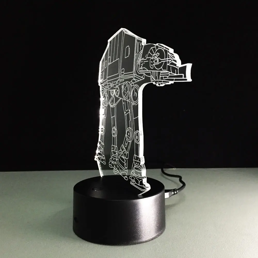 Романтический 3D печати лампы Звездные войны 7 цветов изменения привели Иллюзия USB