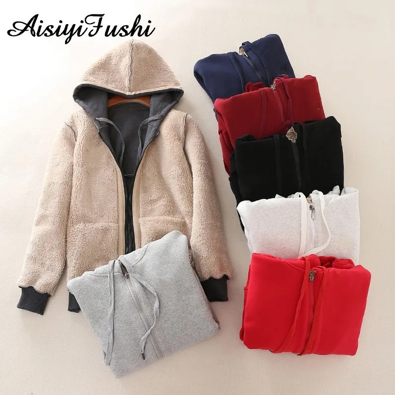 

Winter Coats Basic Cashmere Warm Coat Women's Velvet Jacket Female Cashmere Thick Jacket Hooded Coat Winter Women Causal Ladies