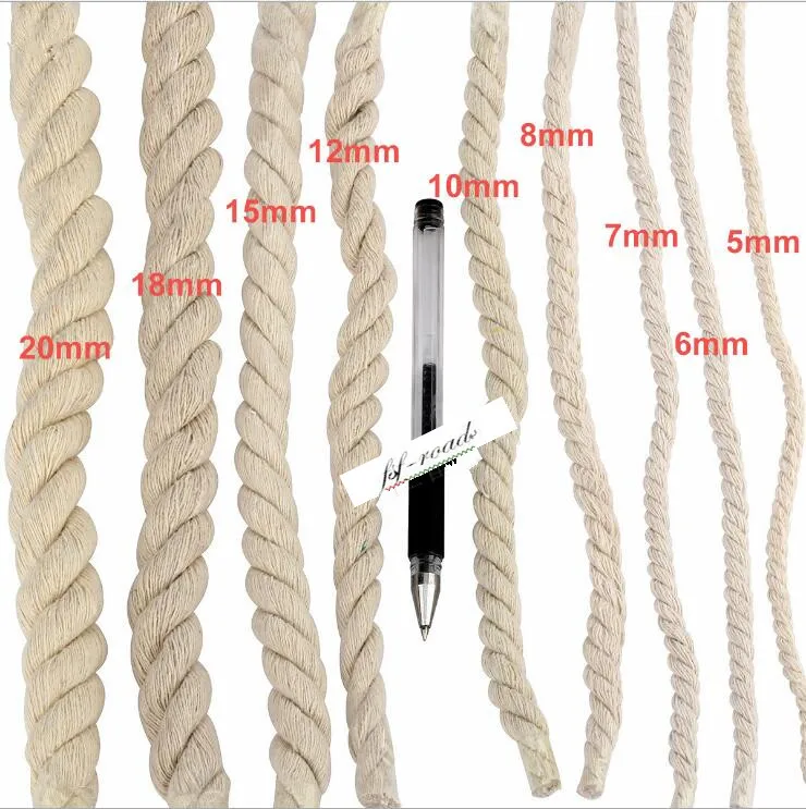 5 мм 6 мм 8 мм 10 мм 12 мм 15 мм Без окрашивания хлопок цвет хлопок три нити, витая веревка Шнуры 20 метров