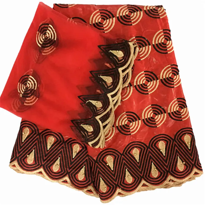 

African fabric Bazin riche fabric tissu cotton embroidered Bazin riche with tulle lace set African lace fabric KY062210