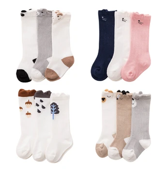 

2020 New spring baby tube socks cartoon animal combed cotton anti-skid glue newborn infant kids children socks 3 pairs pack
