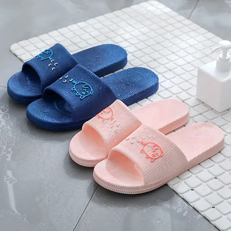 1PR Bathroom Pink Women Rubber Slippers 