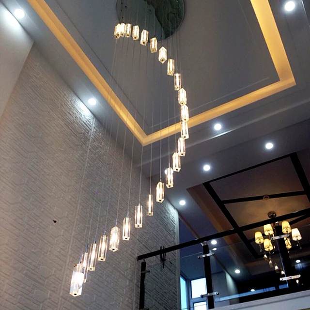 modern chandeliers crystal lighting stair long hanging lamp pendant