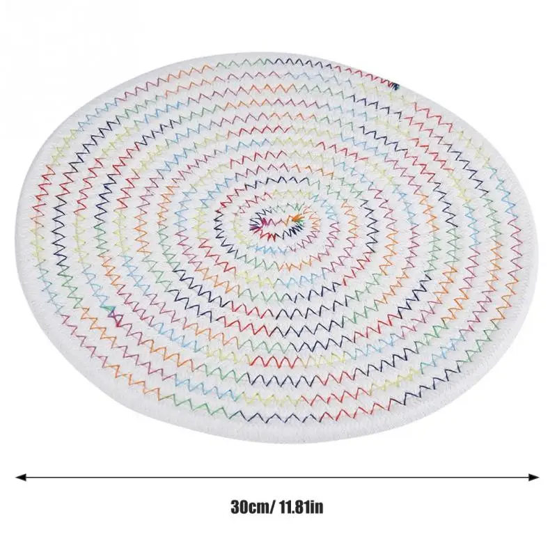 Простой стиль круглые плетеные коврики для стола столовая салфетка Нескользящие термостойкие подстилки для кухонного стола - Цвет: Бургундия