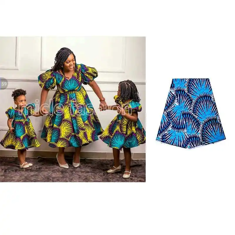 

African Fabric Ankara Real Wax Print Blue Dashiki Fabric Authentic Ethnic African Veritable Regular Wax Print Fabric