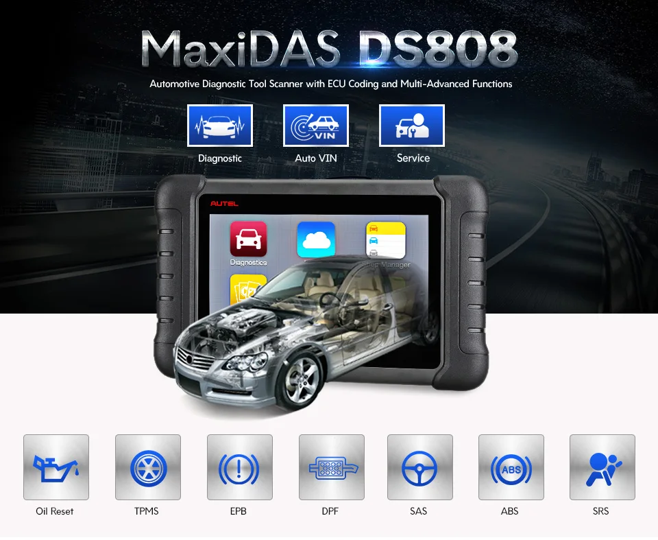 Autel Дистрибьютор autel MaxiDas DS808 автоматический диагностический инструмент OBD2 сканер ключ программист OBD Автомобильный инструмент обновление autel DS708