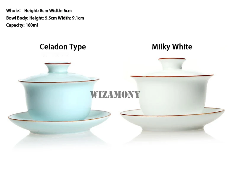 160 мл, WIZAMONY, Gaiwan, чайный горшок, китайский фарфоровый кунг-фу, керамический элегантный чайный набор