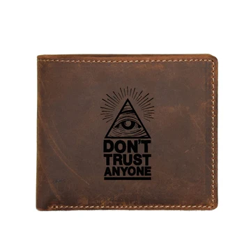 

Do not trust anyone Eye Men Wallet Small Purse Functional Credit Card Holders Cowhide Leather Short Wallets Coin Pocket Bags Men