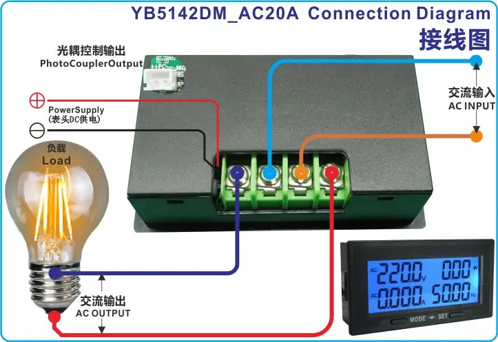 YB5142DM AC 20A 100A 200A 500A PF метр ЖК-цифровой вольтметр Амперметр переменного тока напряжение тока измеритель частоты энергии тестер переменного тока 0-500 В