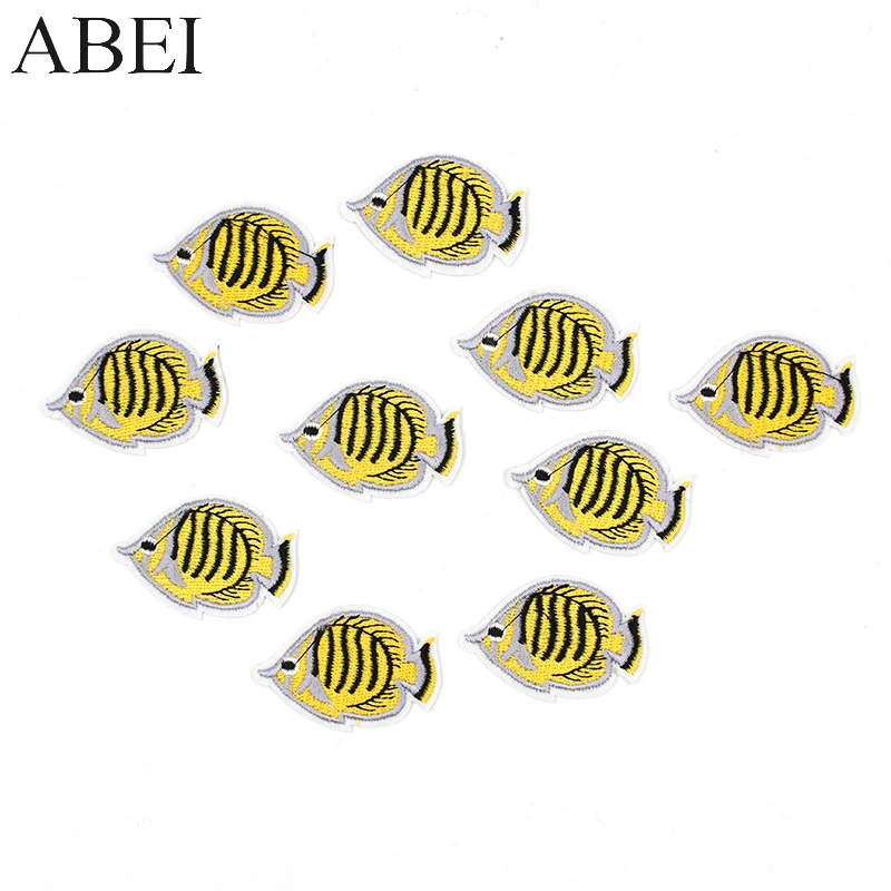 

10pcs/lot Embroidered Iron On Small Fish Patches Diy Cute Clothing Appliques Sewing Baby Jeans Stickers Backpack Motif Badge