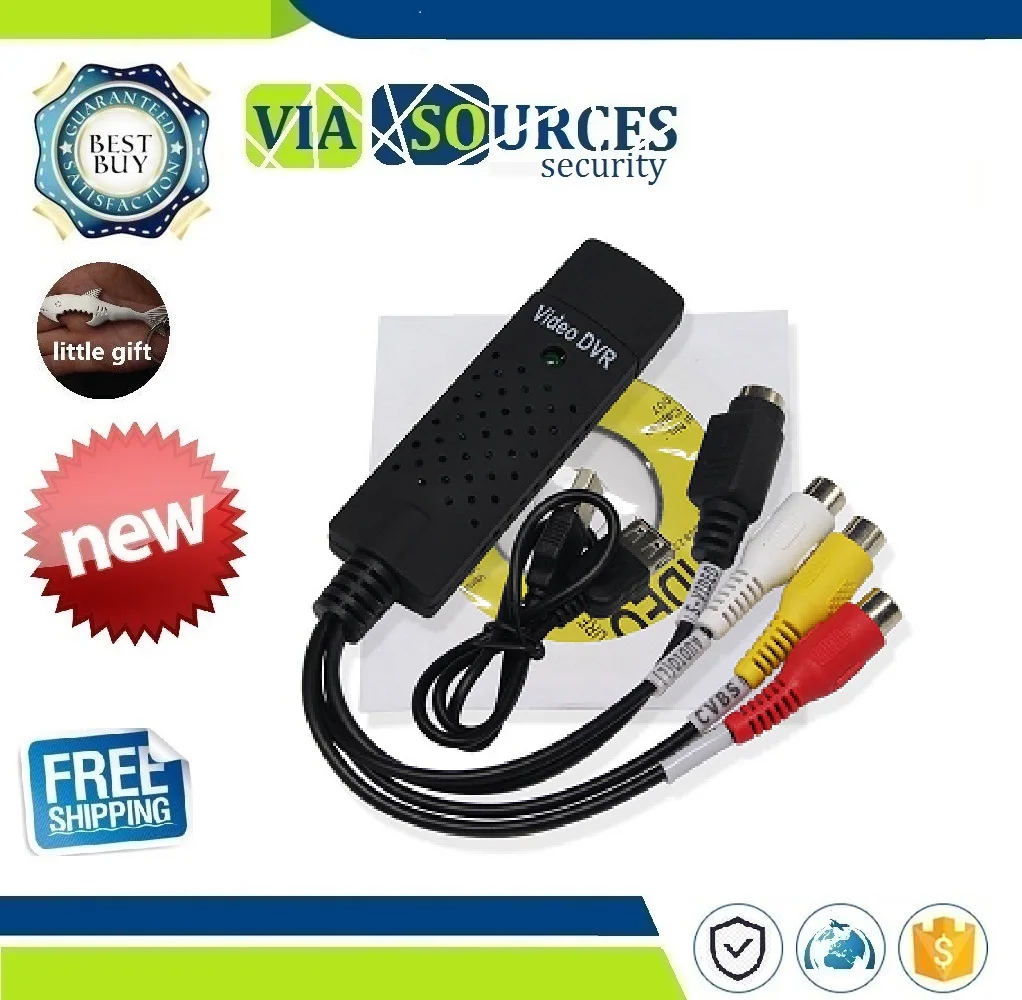 

New Arrival USB 2.0 Easycap Capture 4 Channel Video TV DVD VHS Audio Capture Adapter Card TV Video DVR Free Shipping