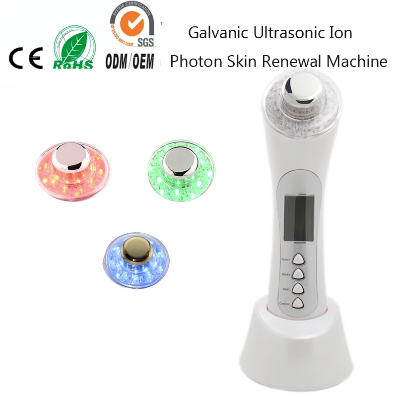 

3mhz Ultrasounc Face Cleaning Galvanic Ion Ultrasonic Photon Spot Wrinkle Acne Removal Facial Firming Resurfacing Beauty Machine