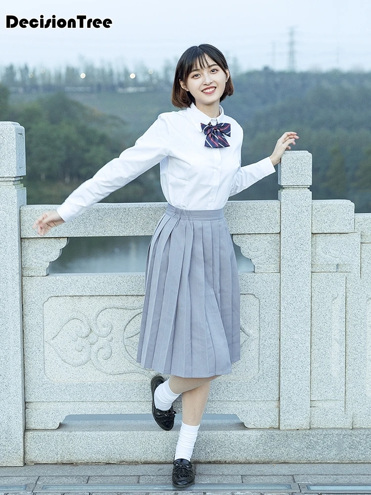 2019 summer girls jk sailor school uniform long pleated skirts below