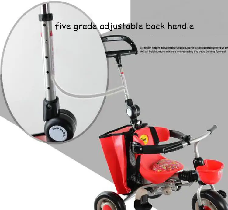 EVA Твердые колеса детский трехколесный велосипед, одна кнопка, чтобы сложить, детские ходунки, отрегулировать рукоятку и педаль
