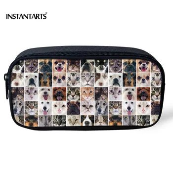 

INSTANTARTS Designer Women Cometic Bags Cute Animal Puzzle Pattern Pen Case for School Student Girls Stationery School Supplies
