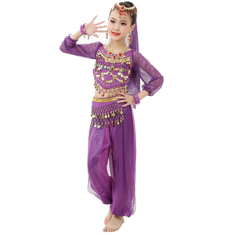 Girls Belly Dance Costumes Children Oriental Dance Clothing 2PCS/Set Kids Belly Dancing Bollywood Indian Performance Dancewear