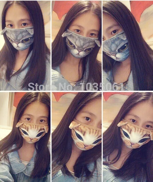 Anti debu masker wajah, Kucing anjing lucu hewan wajah bersepeda mulut