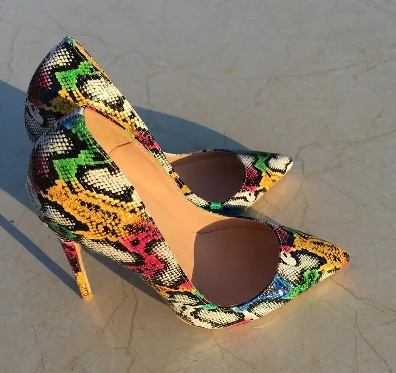 

2019 Fashion free shipping new Multi python snake leather Poined Toe Stiletto high heel shoe pump HIGH-HEELED SHOE dress shoes