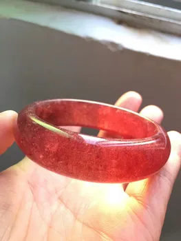 

Genuine Natural Ice Strawberry Quartz Red Gemstone Bangles Bracelets For Women Crystal Female Inner Diameter 55mm AAAAAA