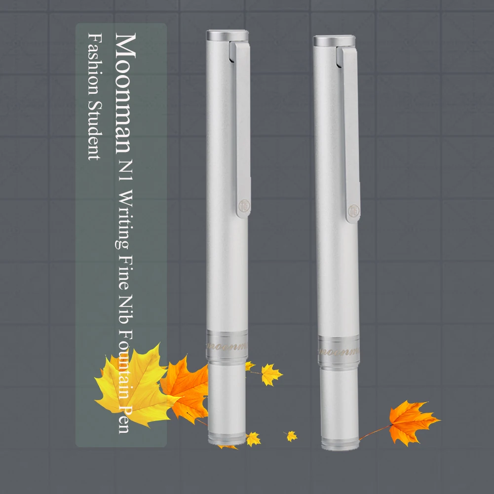

Moonman N1 Writing Student Business Fountain Pen Pocket Travel Fashion Short Mini Aluminum Alloy Silver Gifts Signature Fine Nib