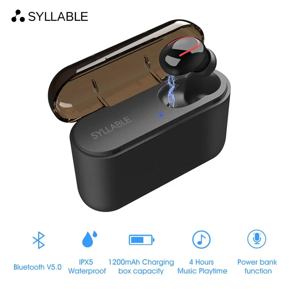 

Original SYLLABLE Q32 1200mah Bluetooth V5.0 mini Wireless Sport earphone As Power bank function for Android IOS 4 hours headset