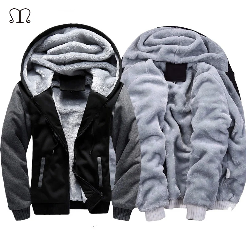 

Tracksuit Winter Thick Inner Wool Hoodies Men Casual Warm Zipper Sweatshirt Sportswear For Men Hooded Jackets Moletons Masculino