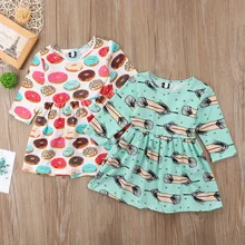 Г. Детское платье для маленьких девочек платье с длинными рукавами и цветочным принтом пончика и перьев хлопковый костюм От 0 до 5 лет