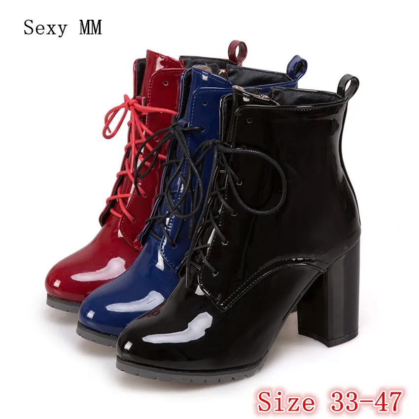 

Spring Autumn High Heels Women Ankle Boots Pumps Woman Short Boots High Heel Shoes Plus Size 33 - 40 41 42 43 44 45 46 47